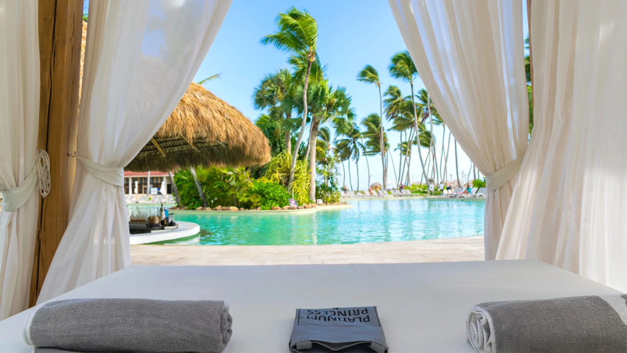 Balinese bed by the pool at Grand Bavaro Princess