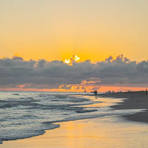Sunrise over the beach and palm trees at Grand Bavaro Princess, Punta Cana