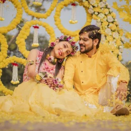 haldi ceremony at an indian wedding