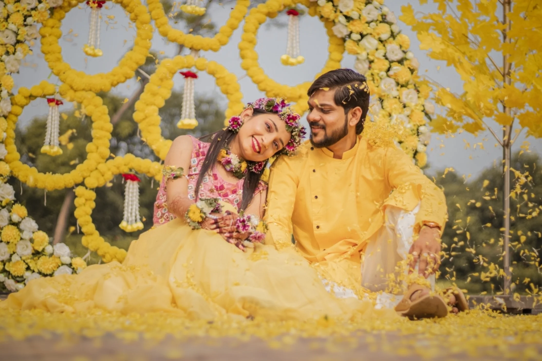 haldi ceremony at an indian wedding