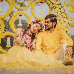 haldi ceremony at an indian wedding