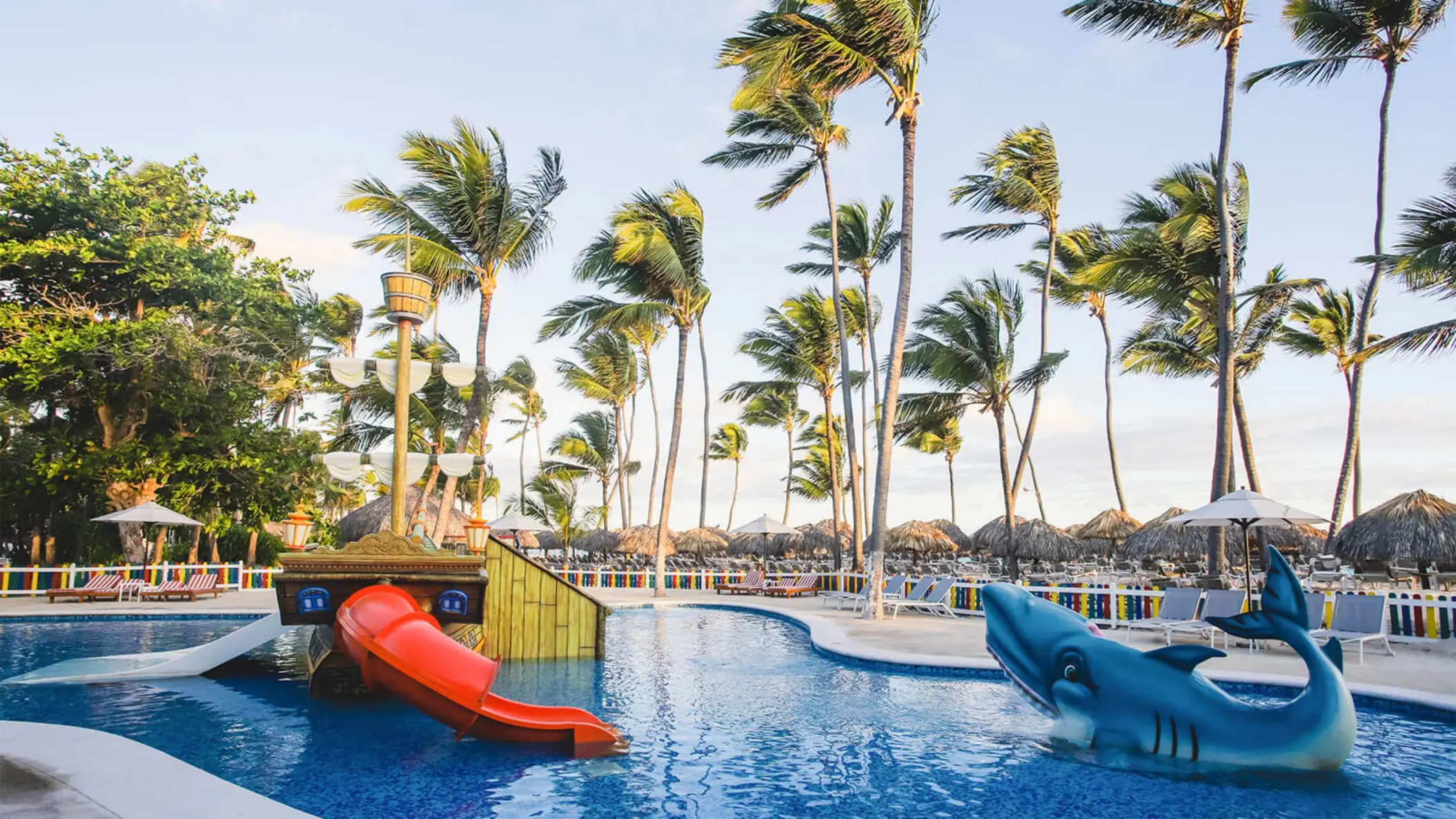 Kids pool with water slides and pirate ship at Grand Bavaro Princess, Punta Cana