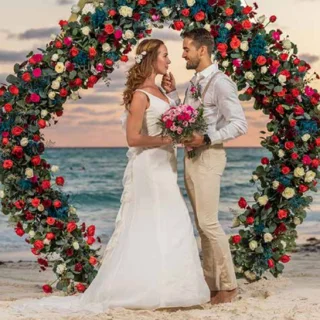 bride and groom on the beach venue at grand fiesta americana coral beach cancun