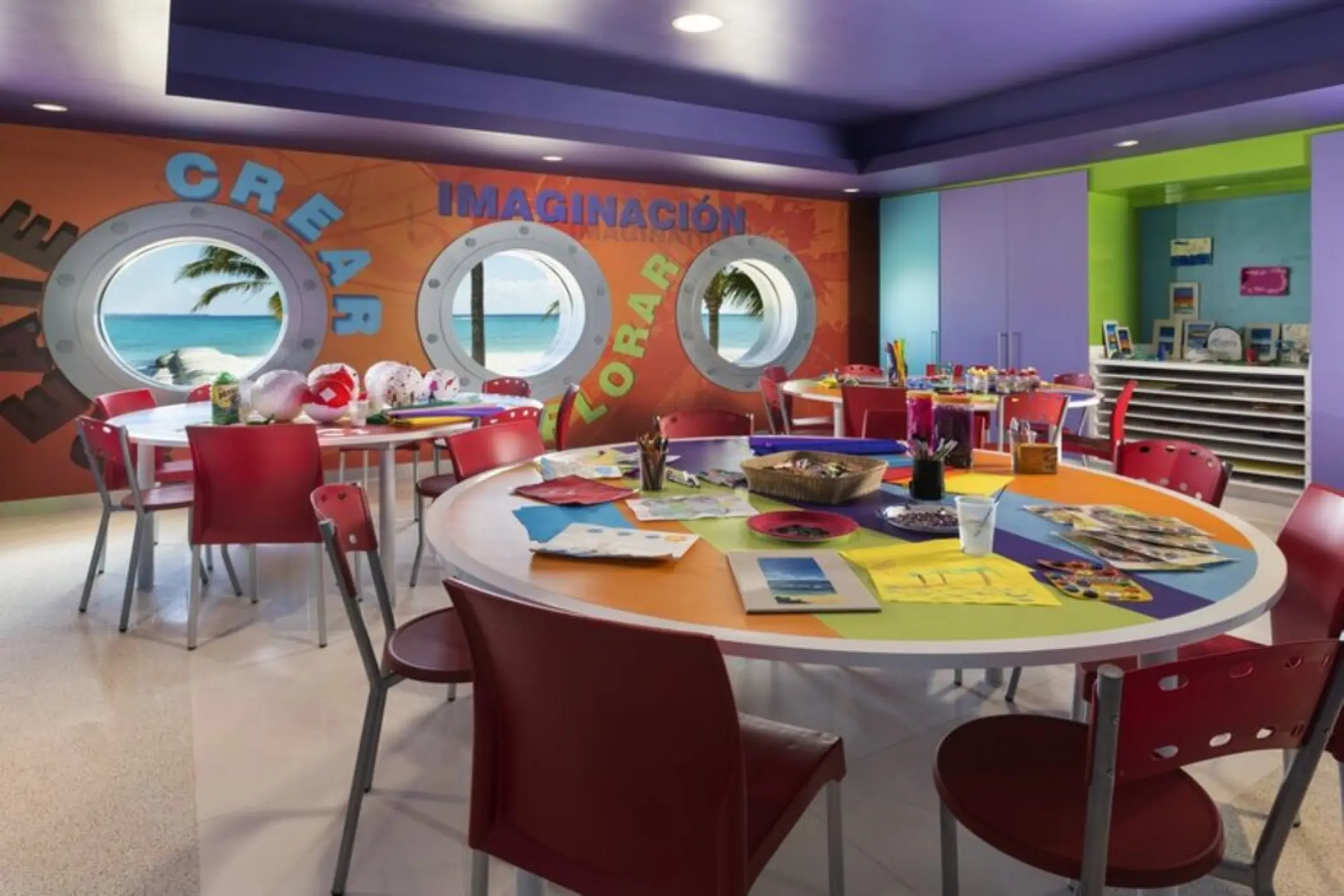 Colorful kids club with porthole windows at Grand Fiesta Americana Coral Beach, Cancun