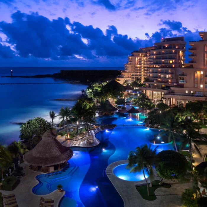 Grand Fiesta Americana Coral Beach Cancun resort at night