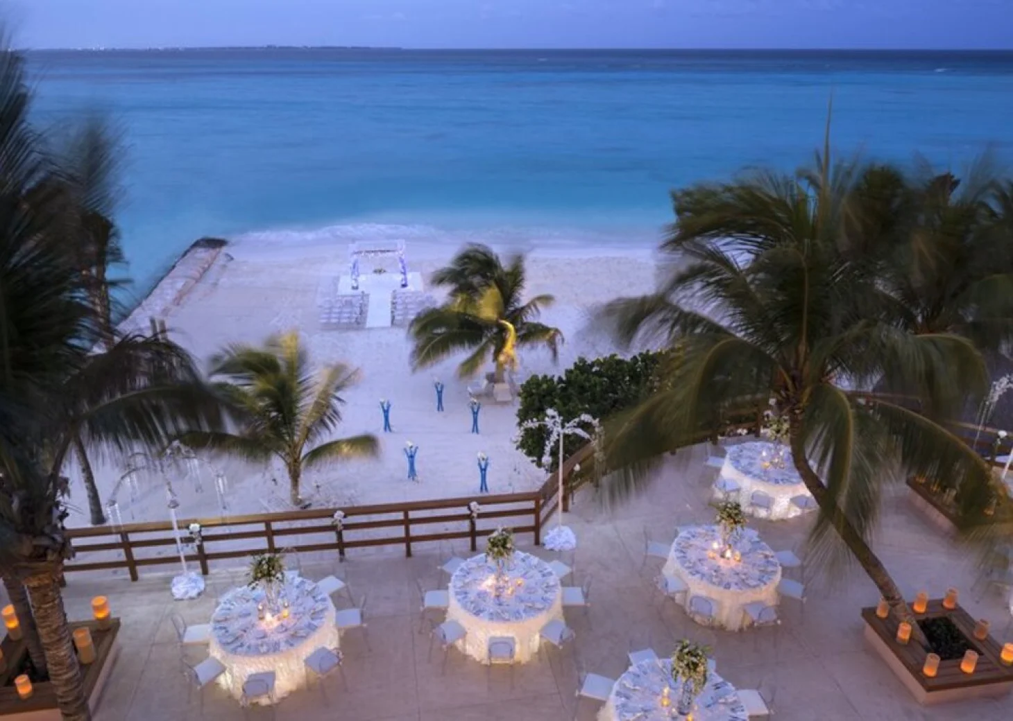 terrace and beach wedding venues at Grand Fiesta Americana Coral Beach Cancun