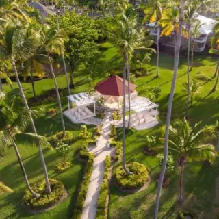 Aerial view of a garden gazebo wedding venue at Grand Palladium Punta Cana, Punta Cana