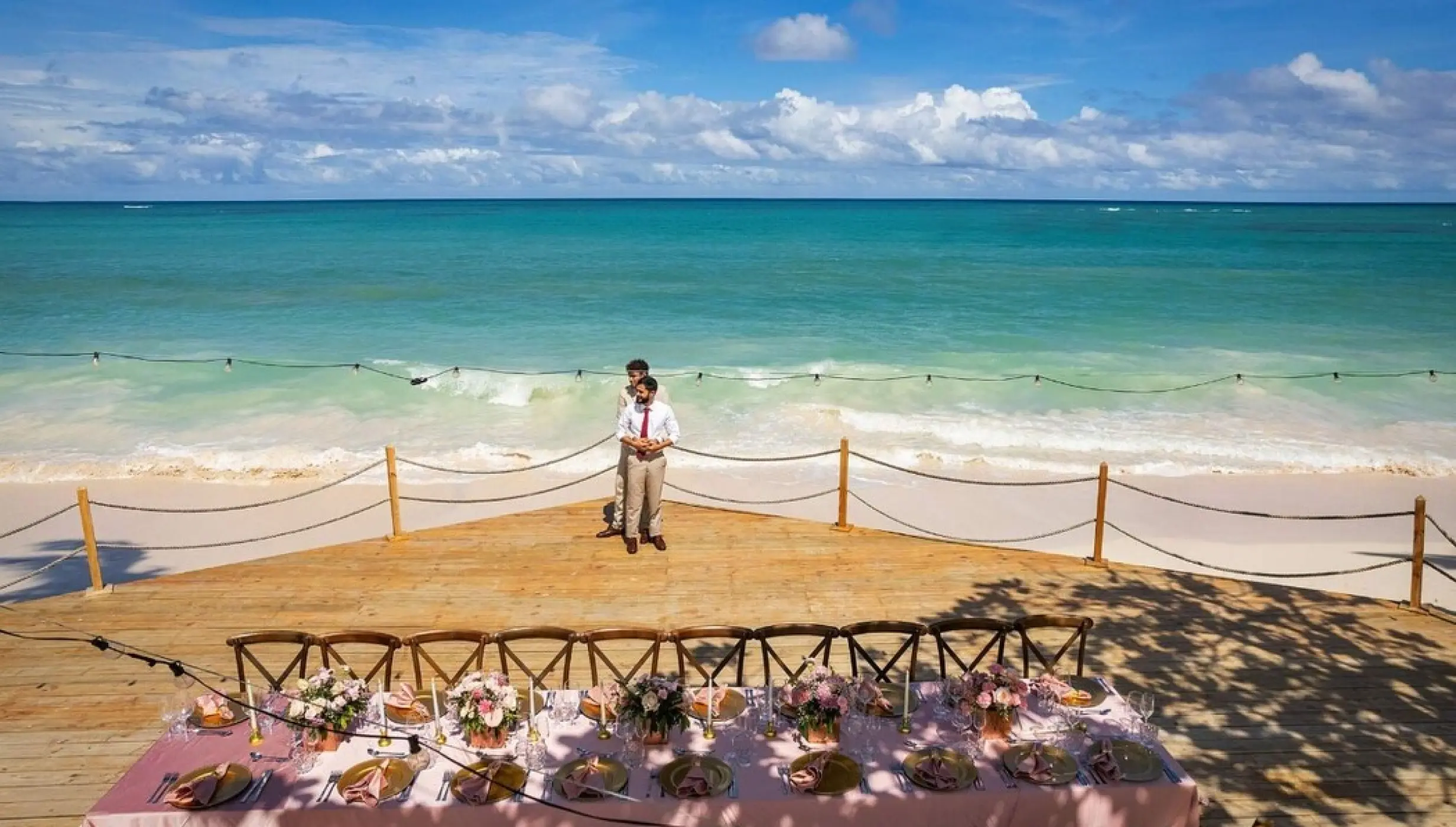 two grooms at the la uva venue at Grand Palladium Punta Cana
