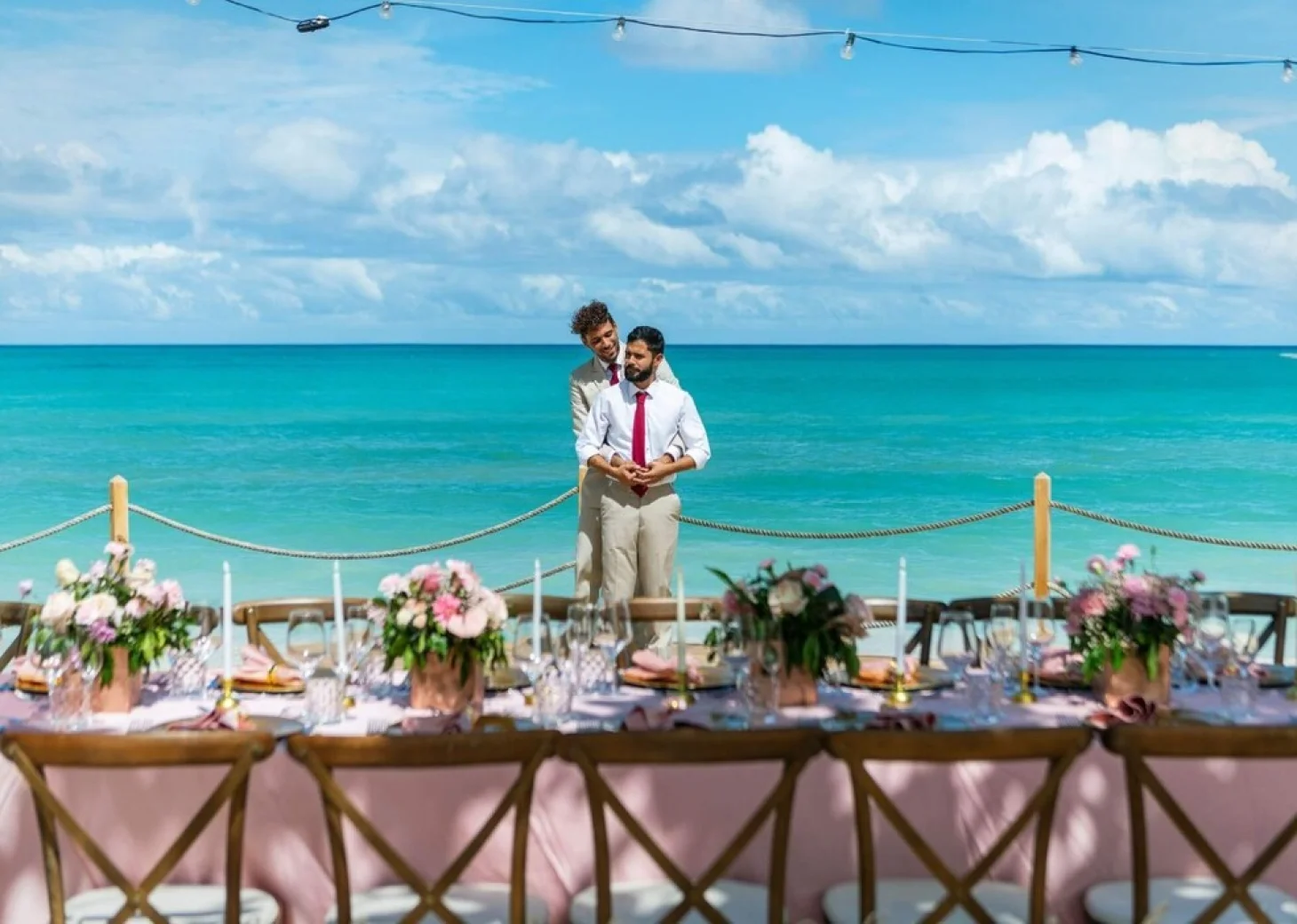 two grooms at the la uva venue at Grand Palladium Punta Cana