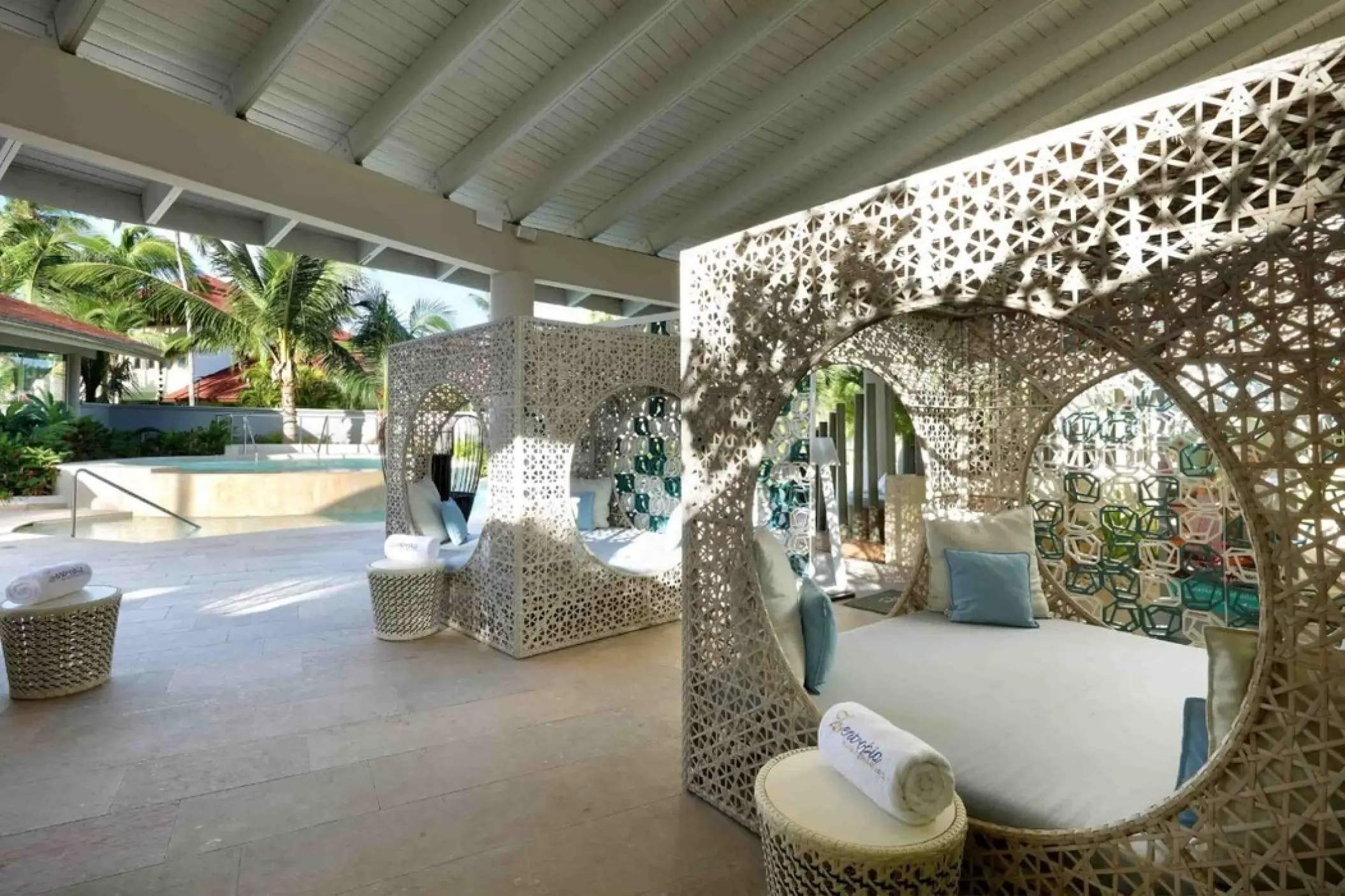 Woven spa daybeds at Grand Palladium Punta Cana, Punta Cana