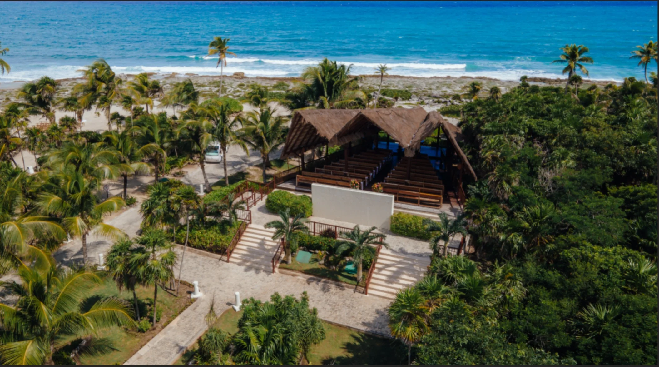 aerial view of the chapel venue at Grand Sirenis Riviera Maya