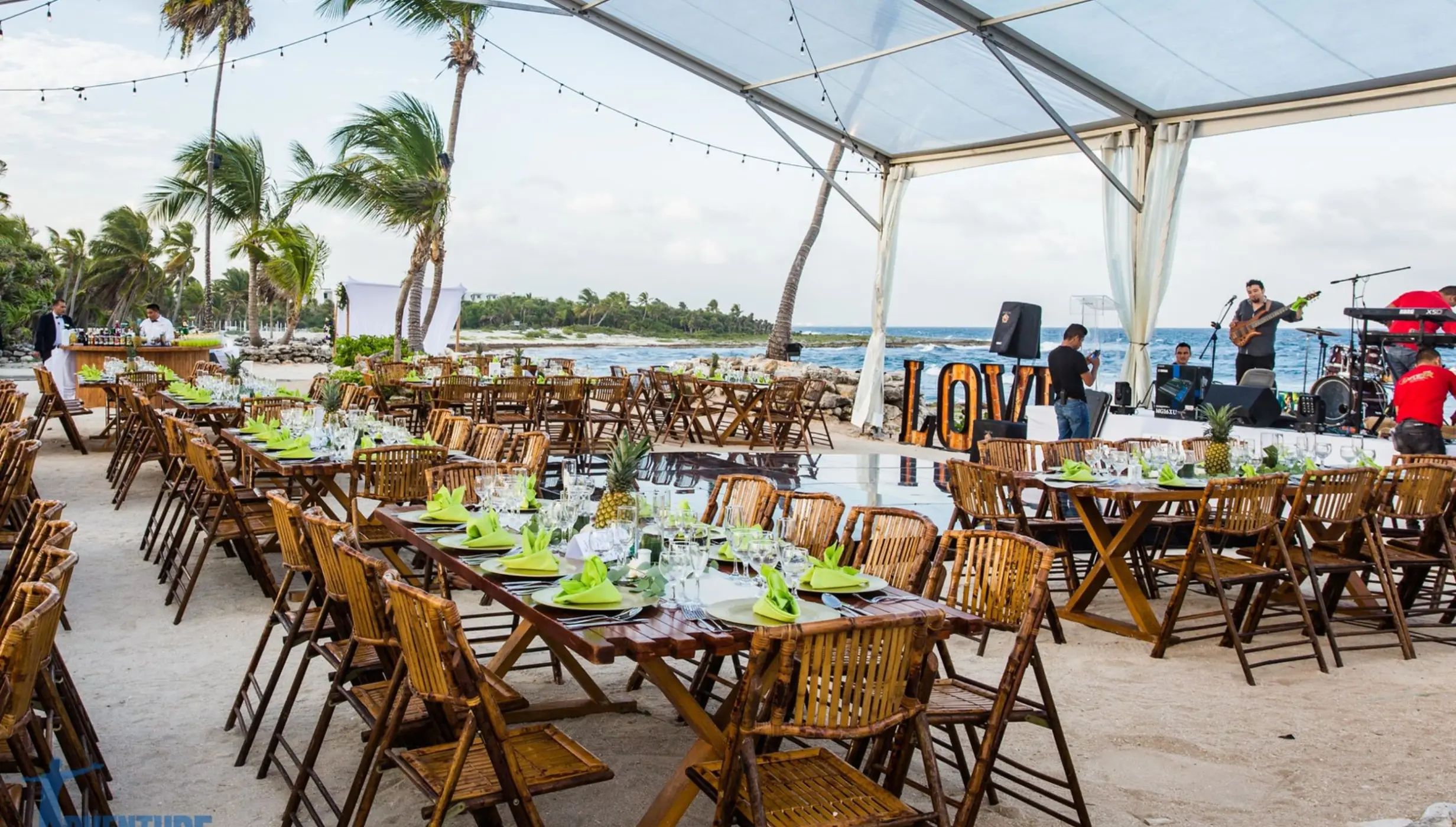 beach reception setup at Grand Sirenis Riviera Maya