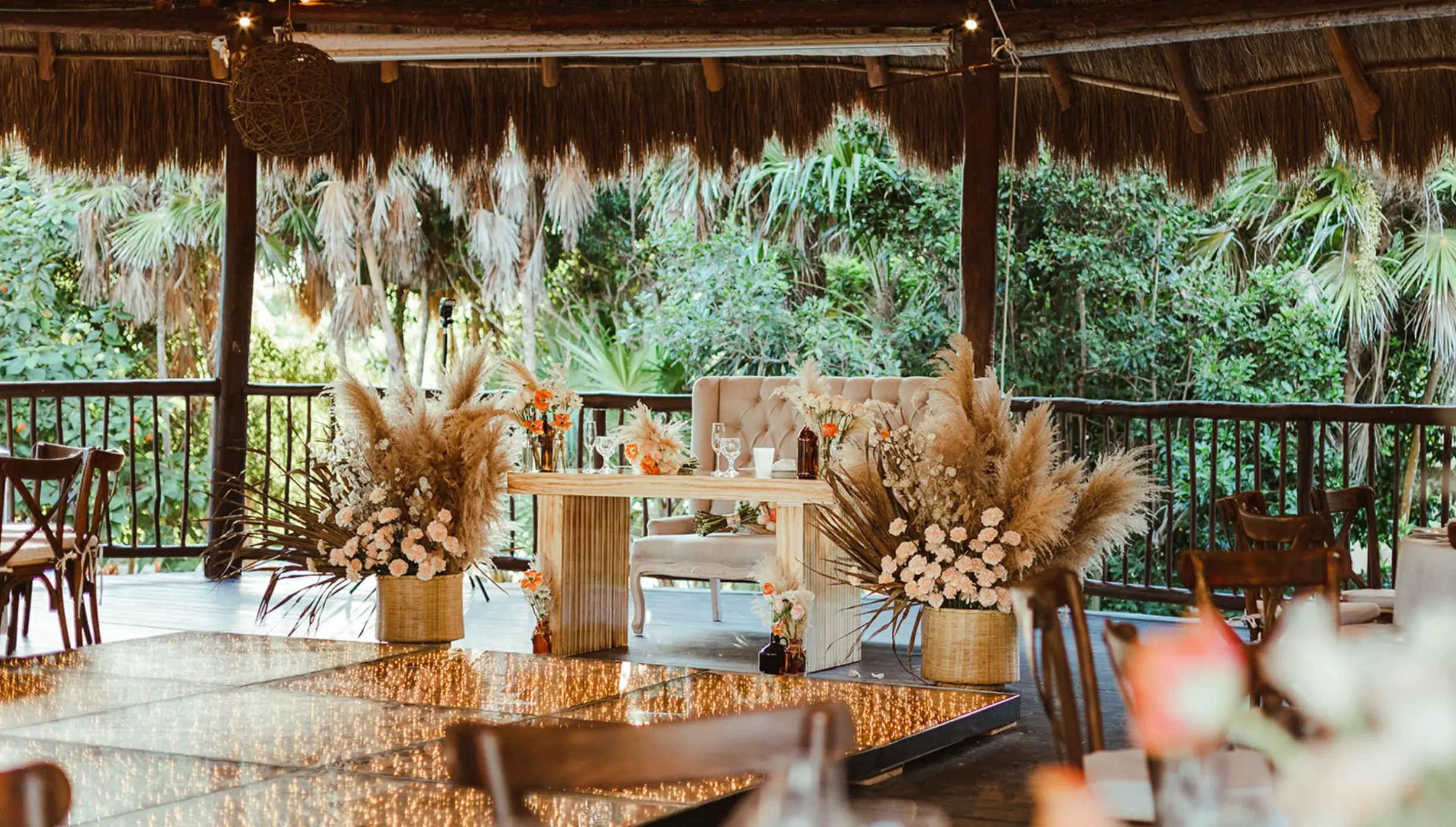 palapa reception with dance floor at Grand Sirenis Riviera Maya