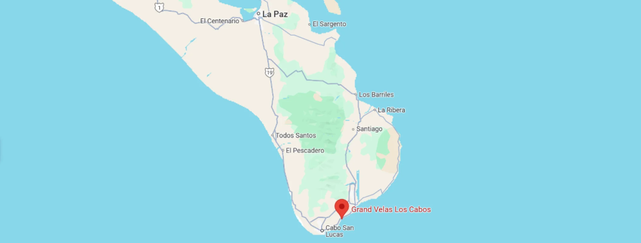 map showing location of Grand Velas Los Cabos in Mexico