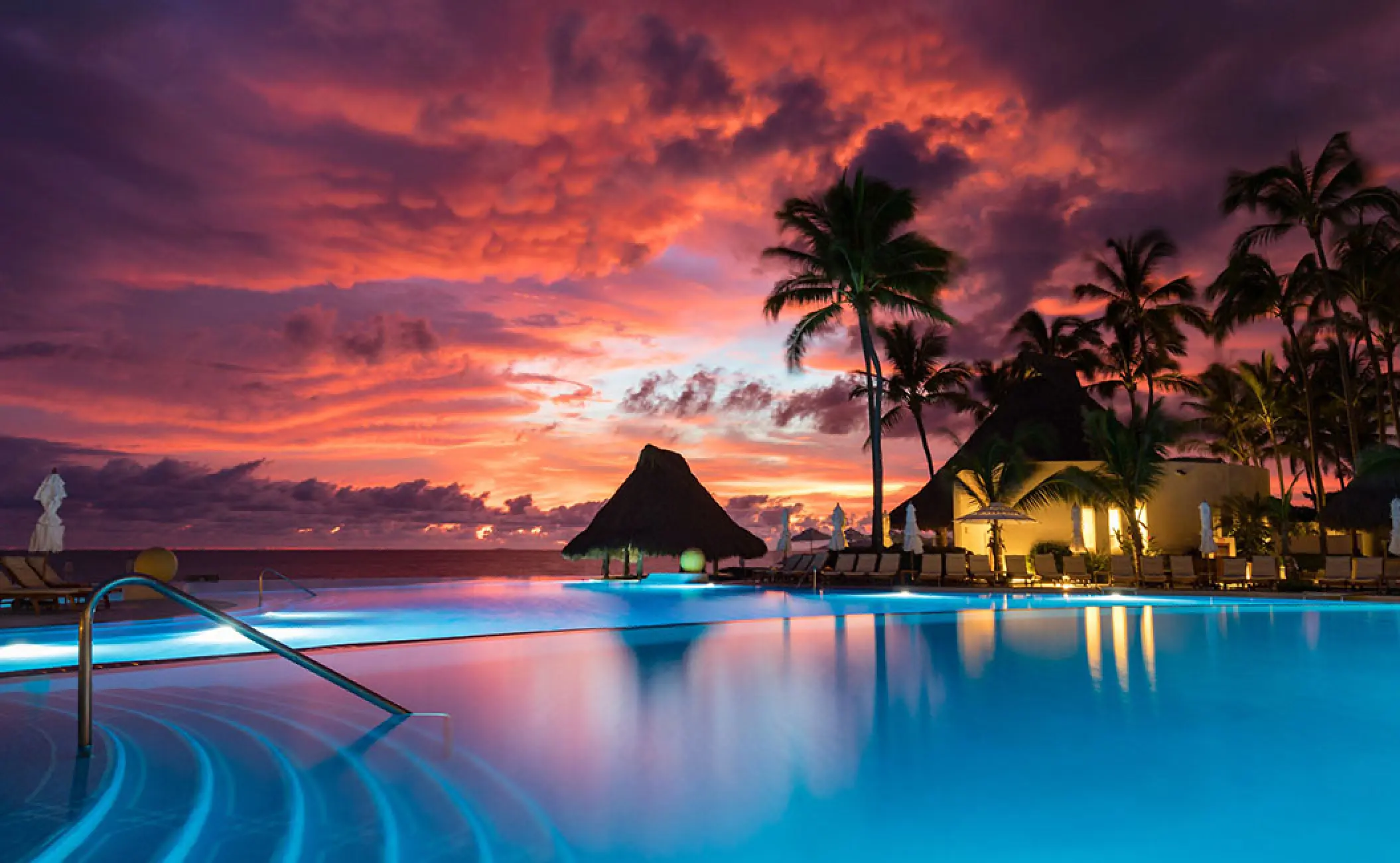Grand Velas Riviera Nayarit infinity pool at sunset, Puerto Vallarta