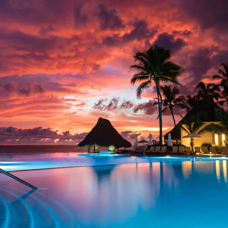 Grand Velas Riviera Nayarit infinity pool at sunset, Puerto Vallarta