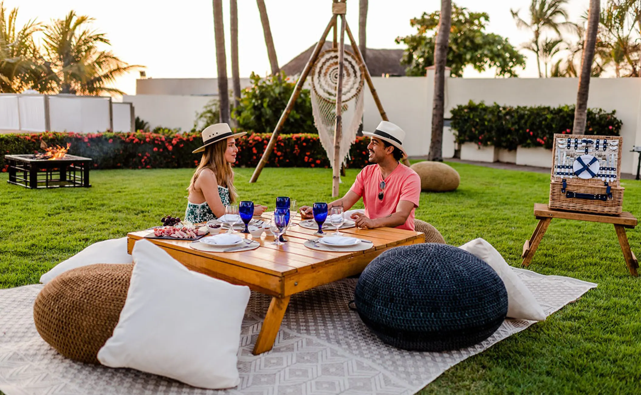 Couple enjoying a private garden picnic at Grand Velas Riviera Nayarit, Puerto Vallarta