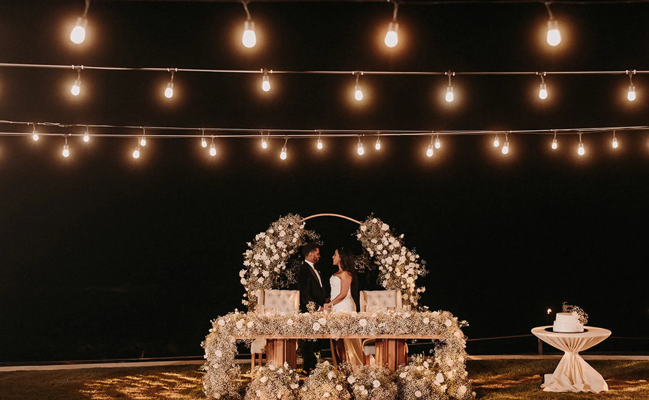 The bride and groom at their wedding reception at Grand Velas Riviera Nayarit, Puerto Vallarta
