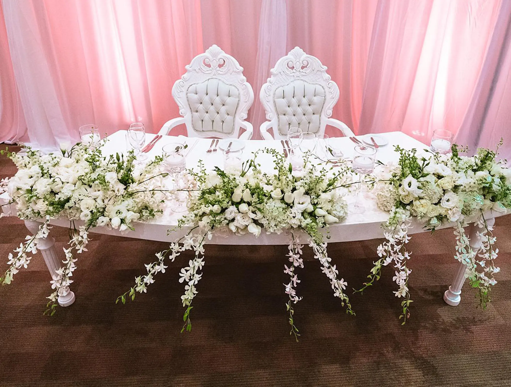 Sweetheart table for a ballroom wedding reception at Grand Velas Riviera Nayarit, Puerto Vallarta