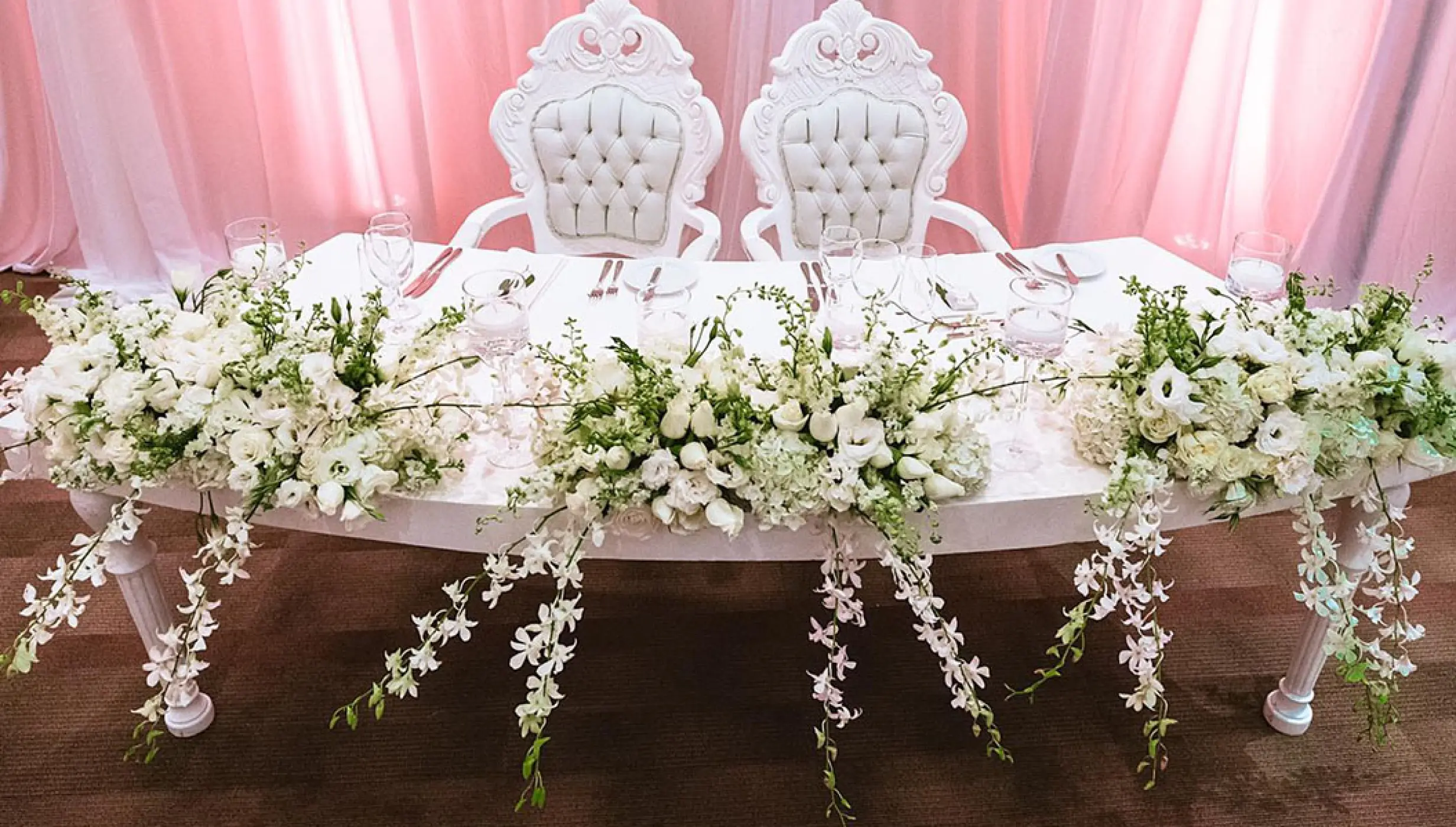 Sweetheart table for a ballroom wedding reception at Grand Velas Riviera Nayarit, Puerto Vallarta