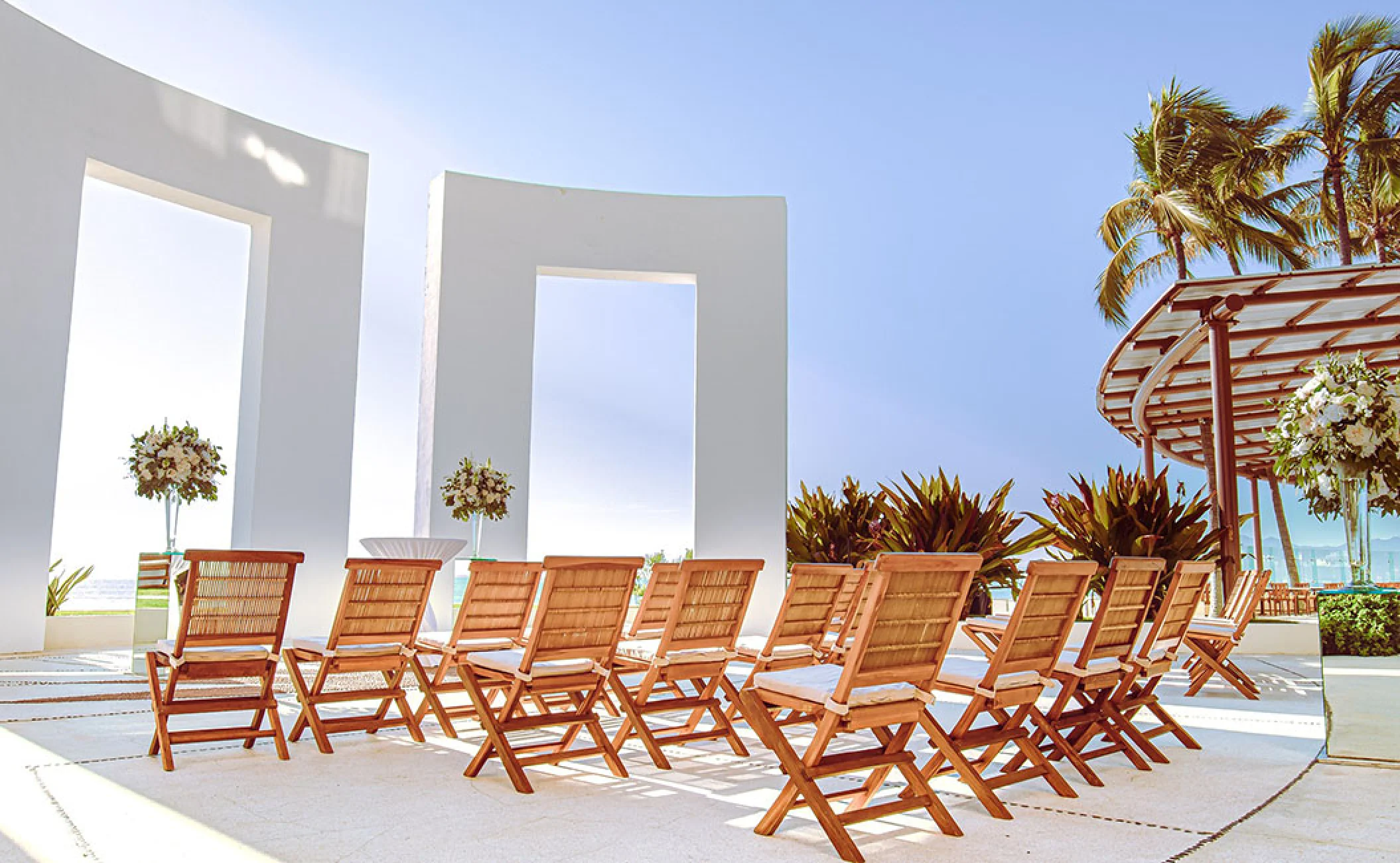 Destination wedding setup at Gazebo terrace venue in Grand Velas Riviera Nayarit