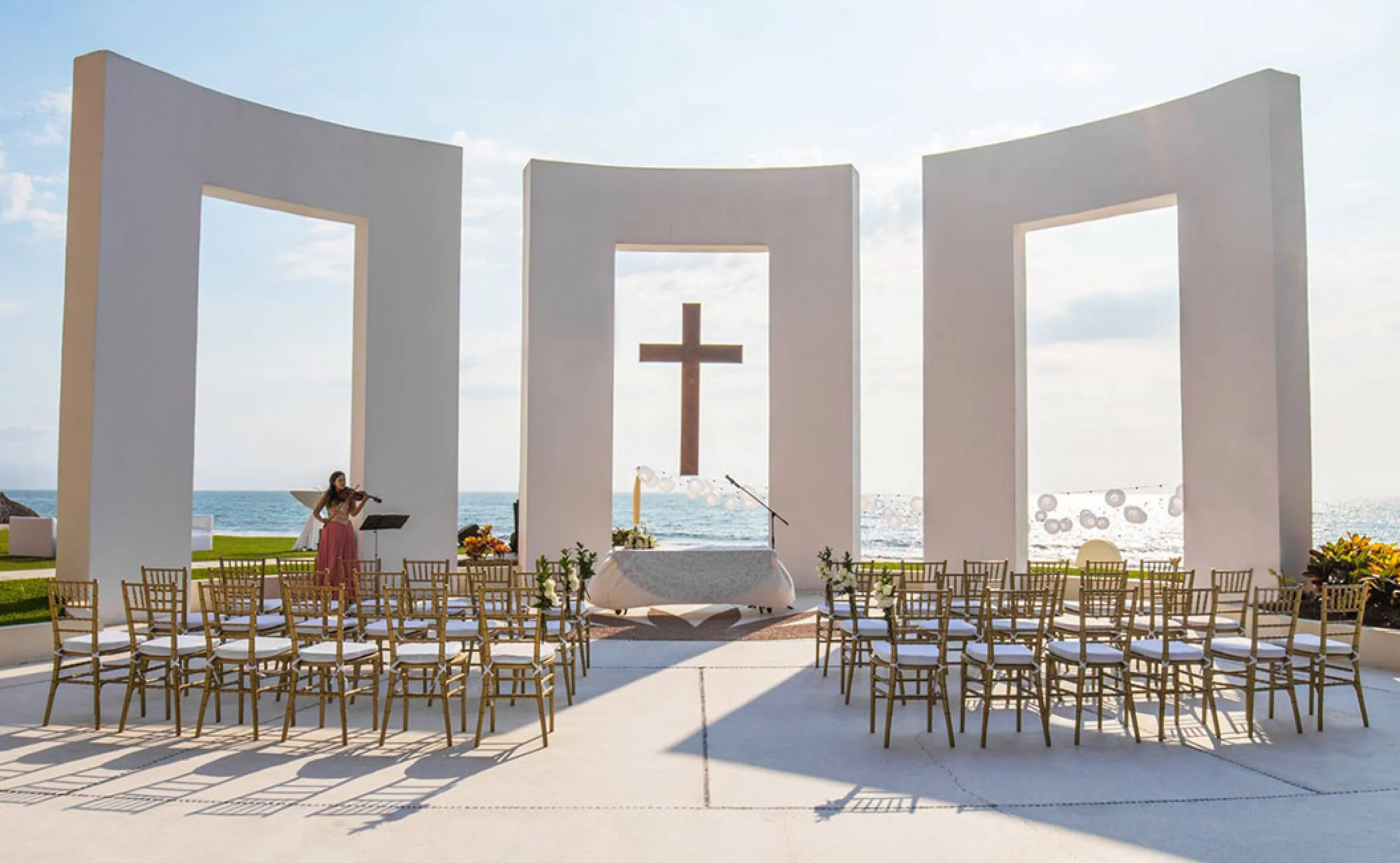 Destination wedding setup at Gazebo terrace venue in Grand Velas Riviera Nayarit