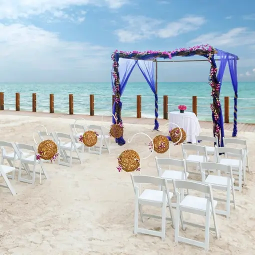 beach venue wedding setup at Ocean Maya Royale