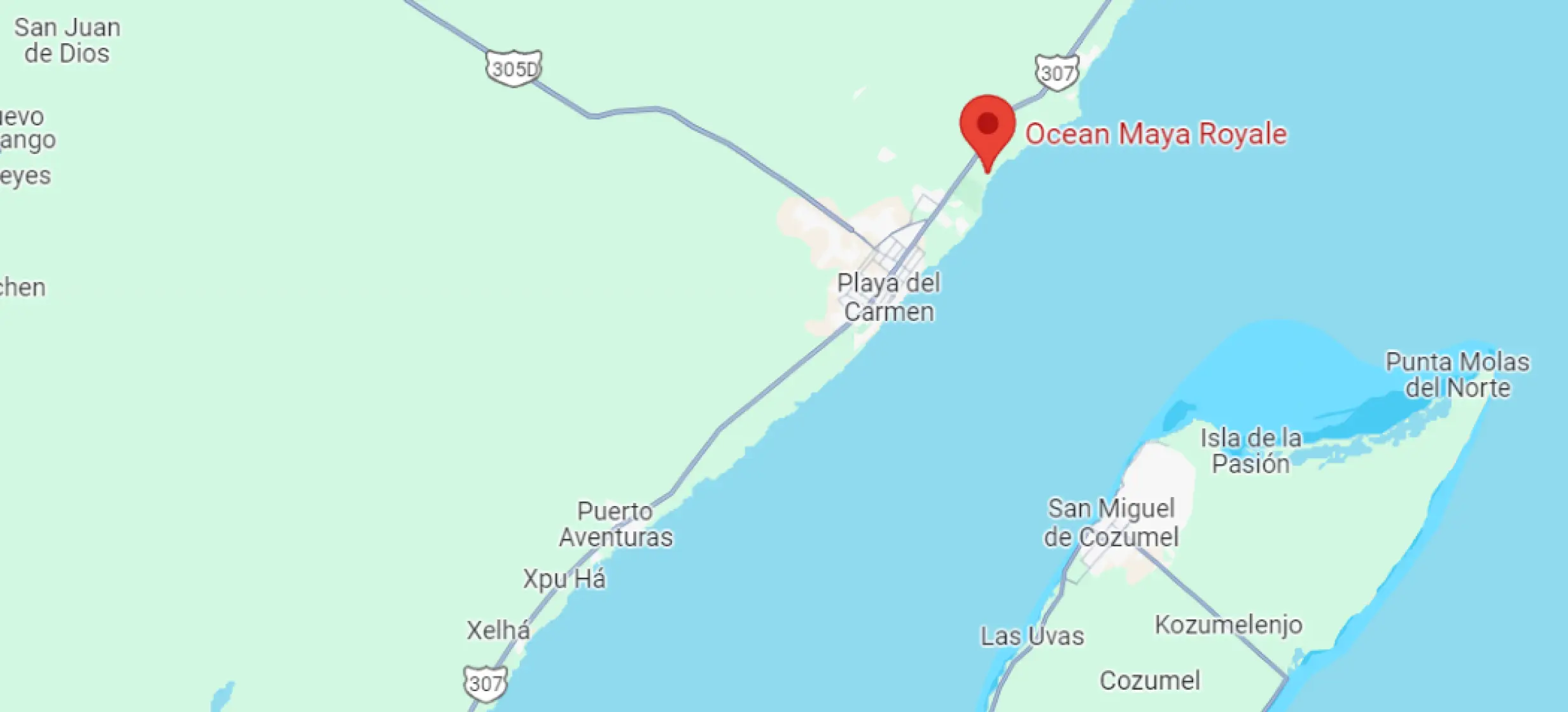 map showing location of Ocean Maya Royale in Mexico
