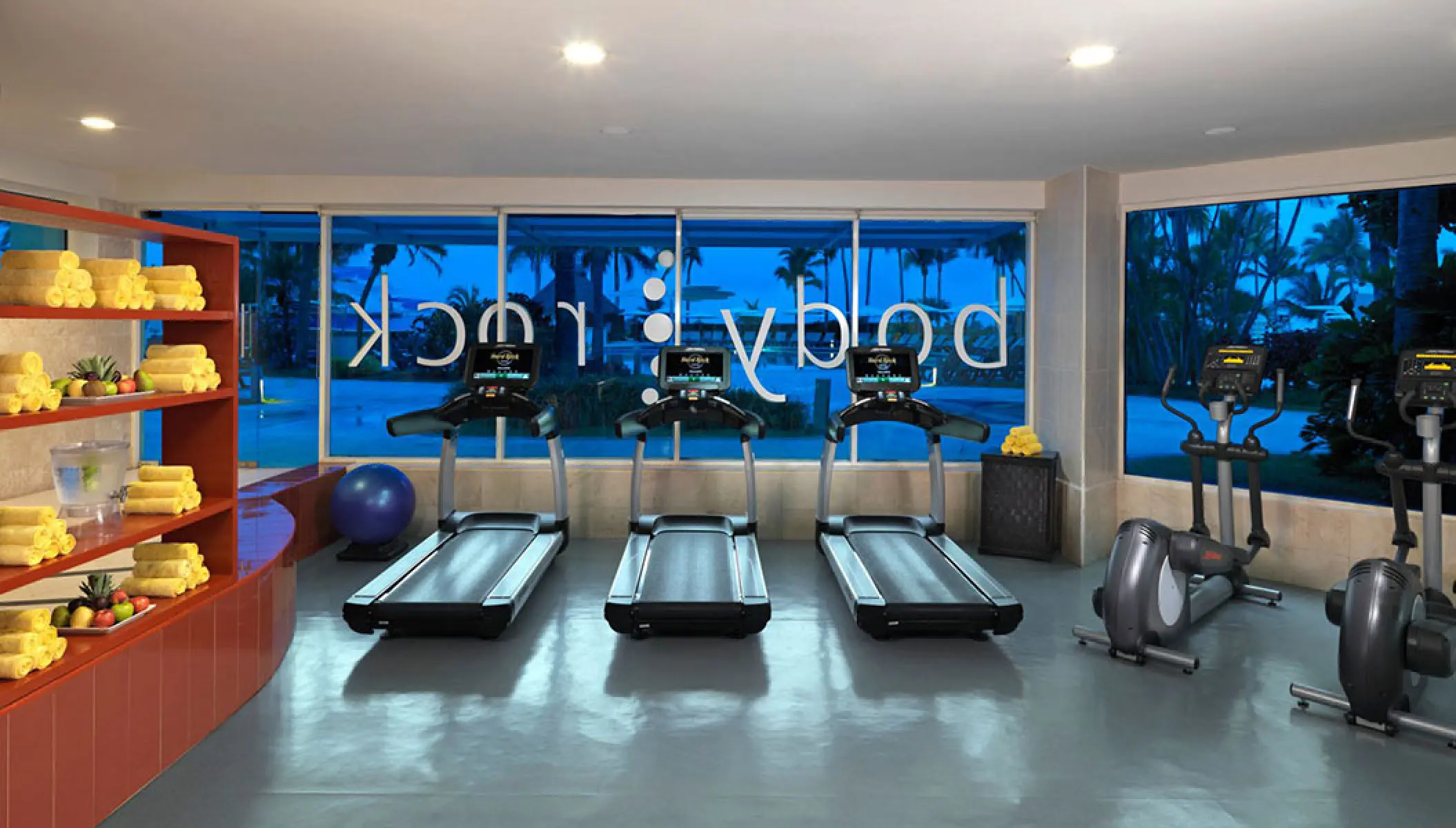 Body Rock fitness center with treadmills and elliptical machines at Hard Rock Vallarta, Puerto Vallarta