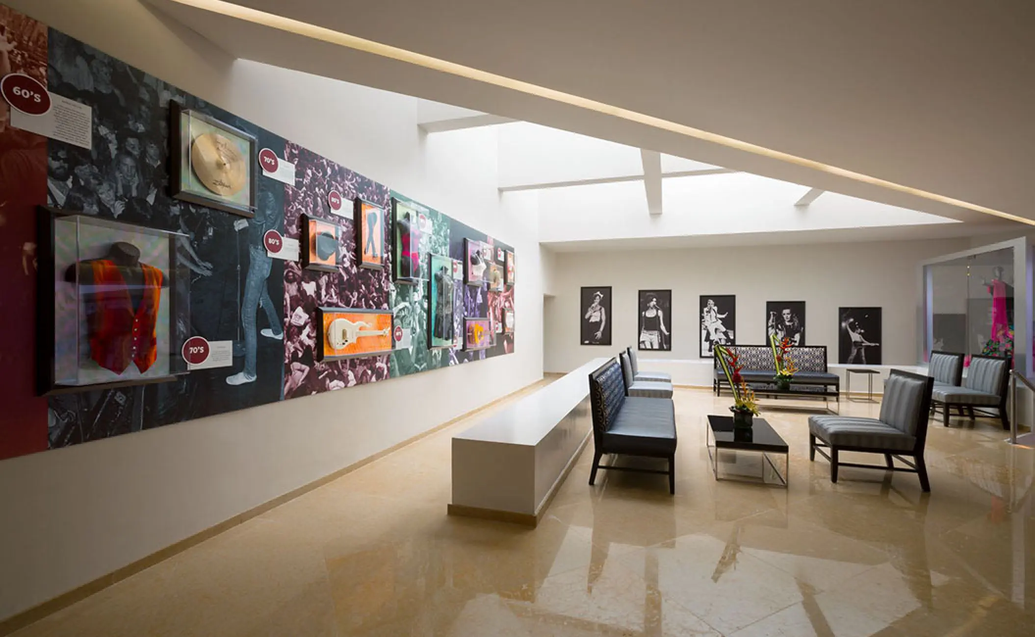 Lobby pre-function area with music memorabilia at Hard Rock Vallarta, Puerto Vallarta