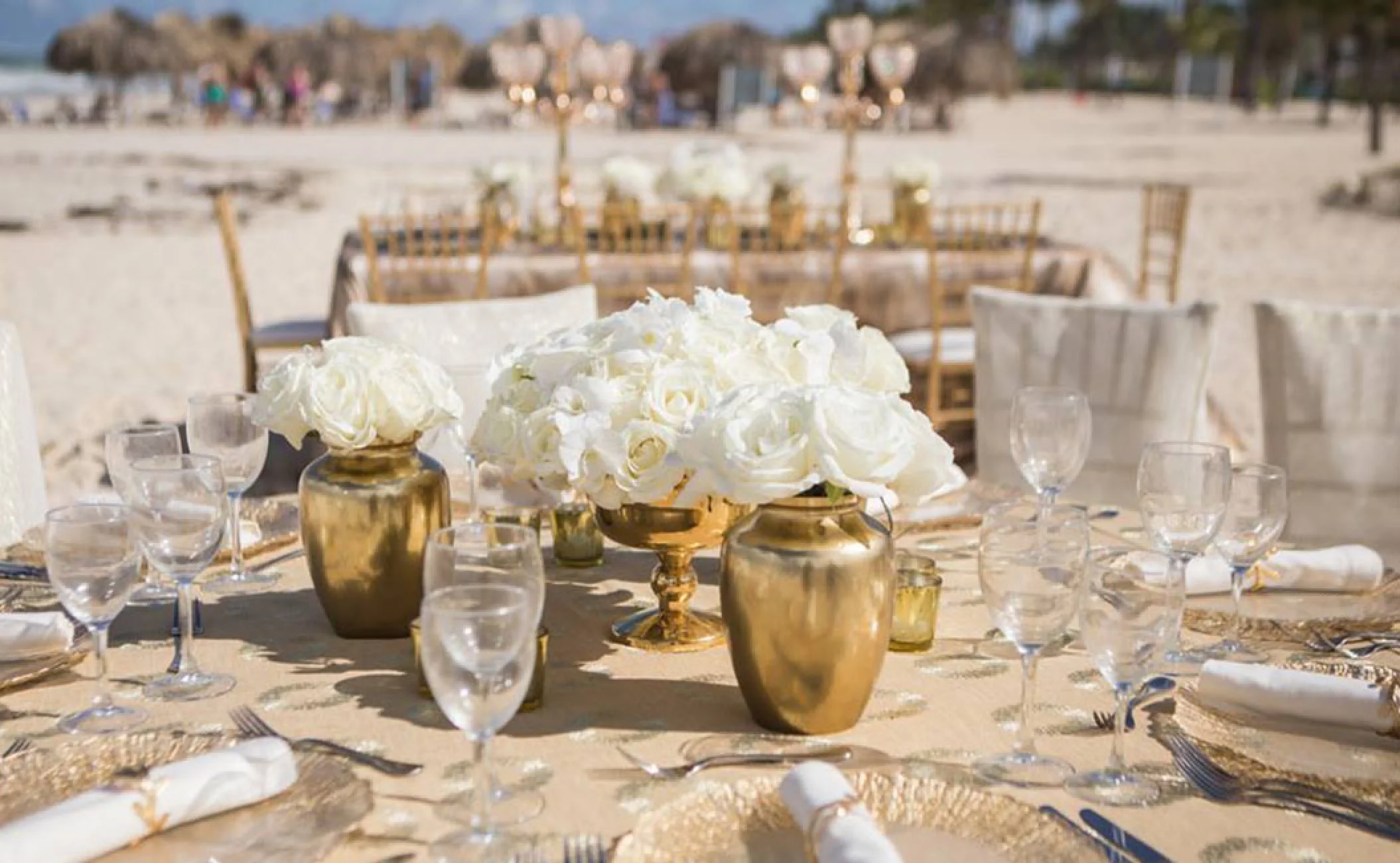 Reception setup detail on Ciao Beach Wedding Venue at Hard Rock Hotel Vallarta.