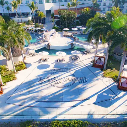 Overhead view of the Splash Terrace wedding venue at Hard Rock Vallarta, Puerto Vallarta