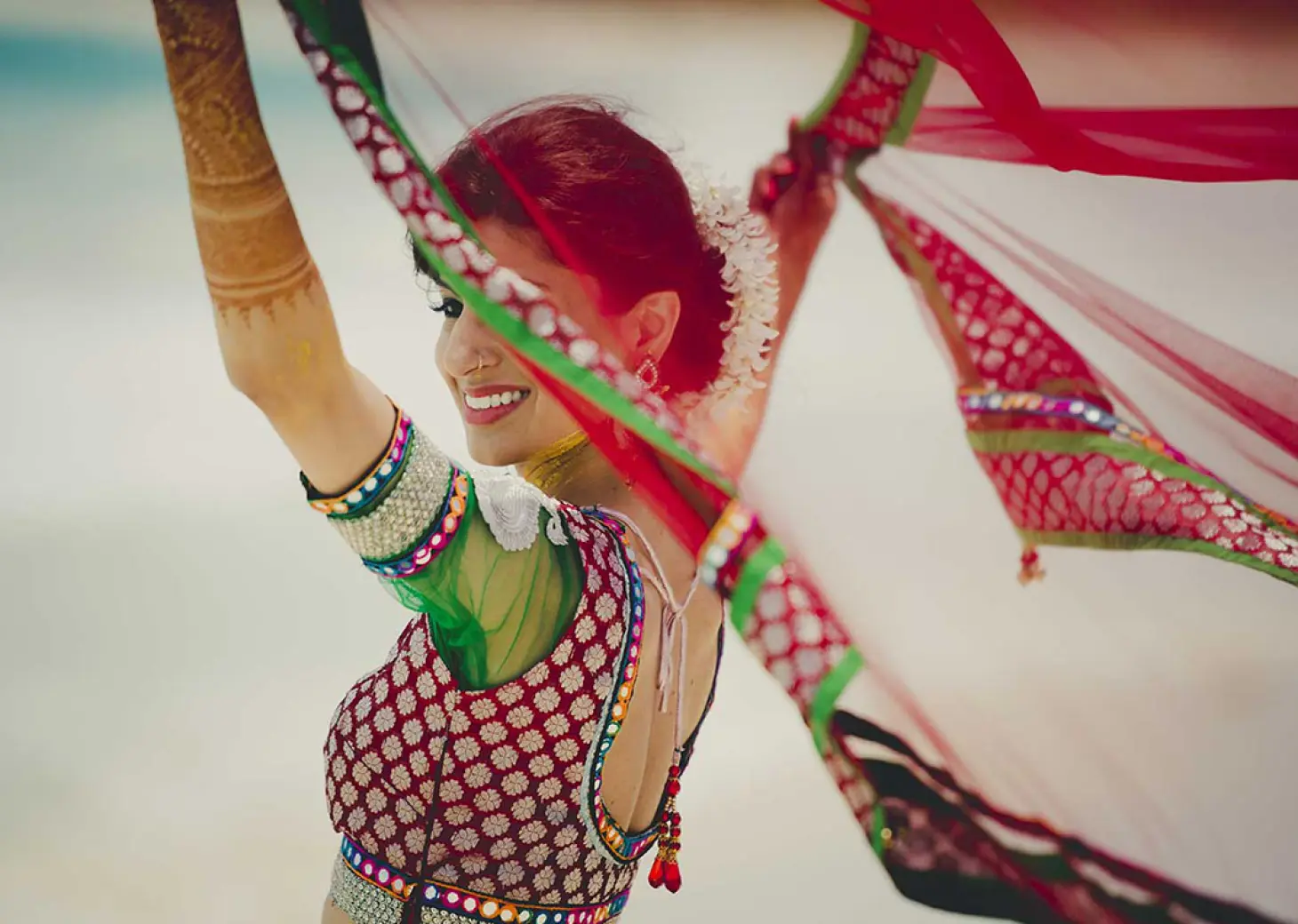 South Asian bride in a traditional lehenga at Hard Rock Hotel Vallarta, Riviera Nayarit