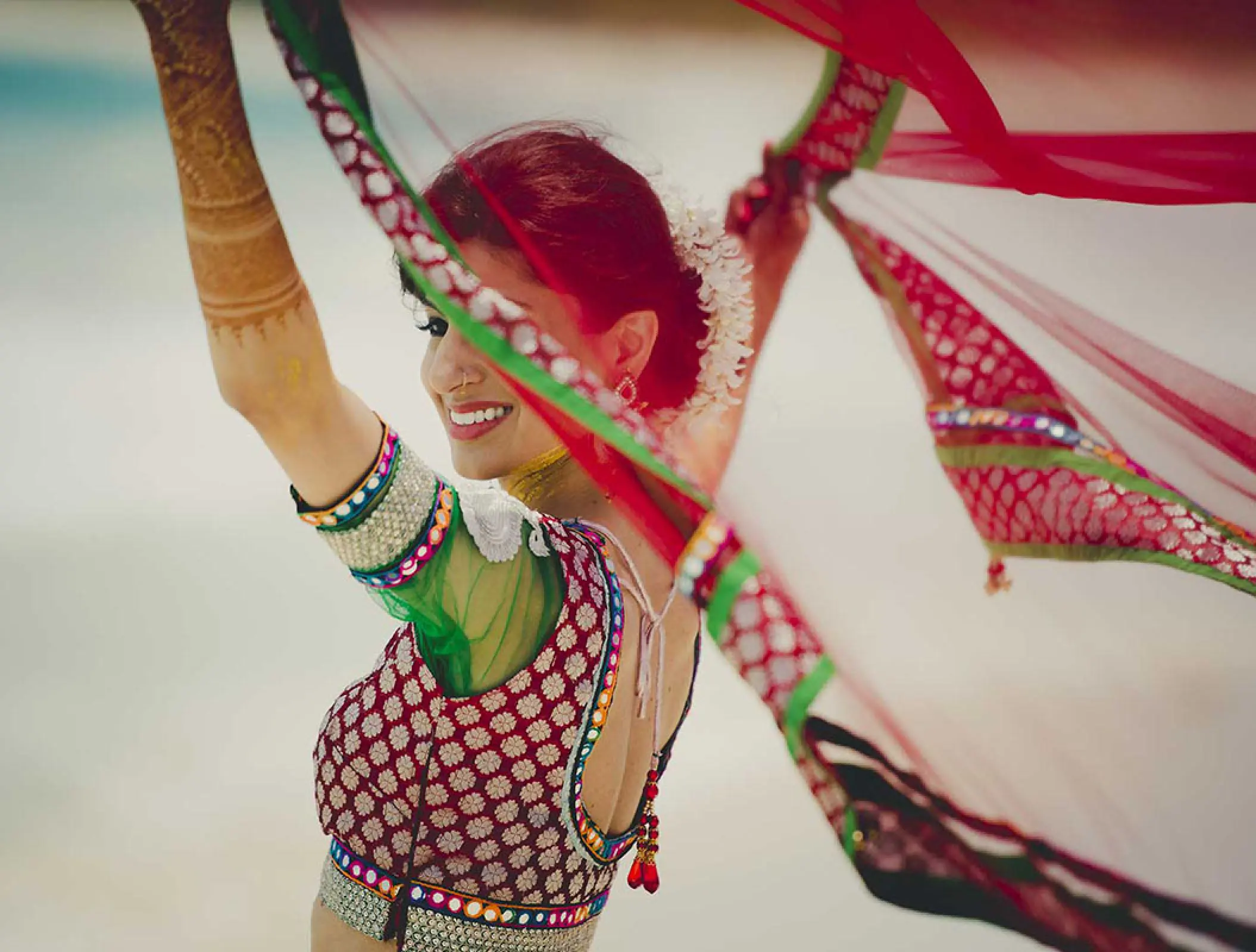South Asian bride in a traditional lehenga at Hard Rock Hotel Vallarta, Riviera Nayarit