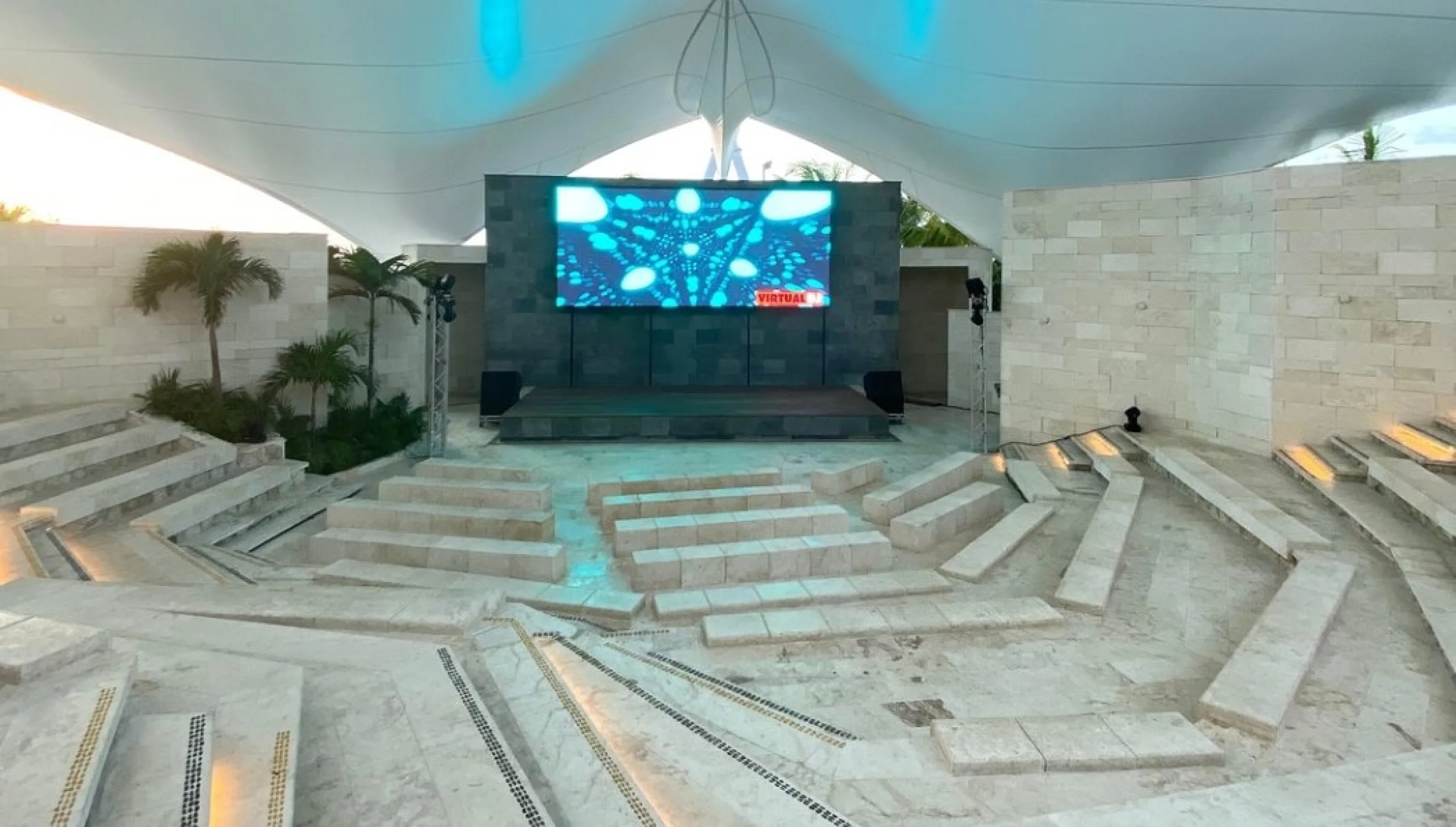 Amphitheatre Wedding venue at Hilton Cancun.