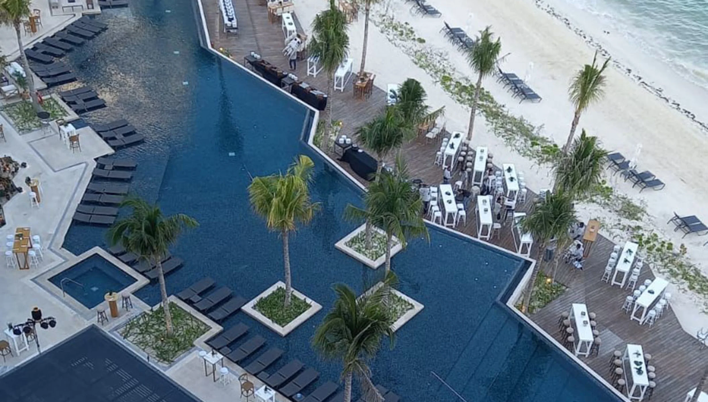 South Pool wedding Venue drone shot at Hilton Cancun