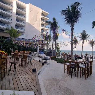 Reception decor on the South Pool area at Hilton Cancun