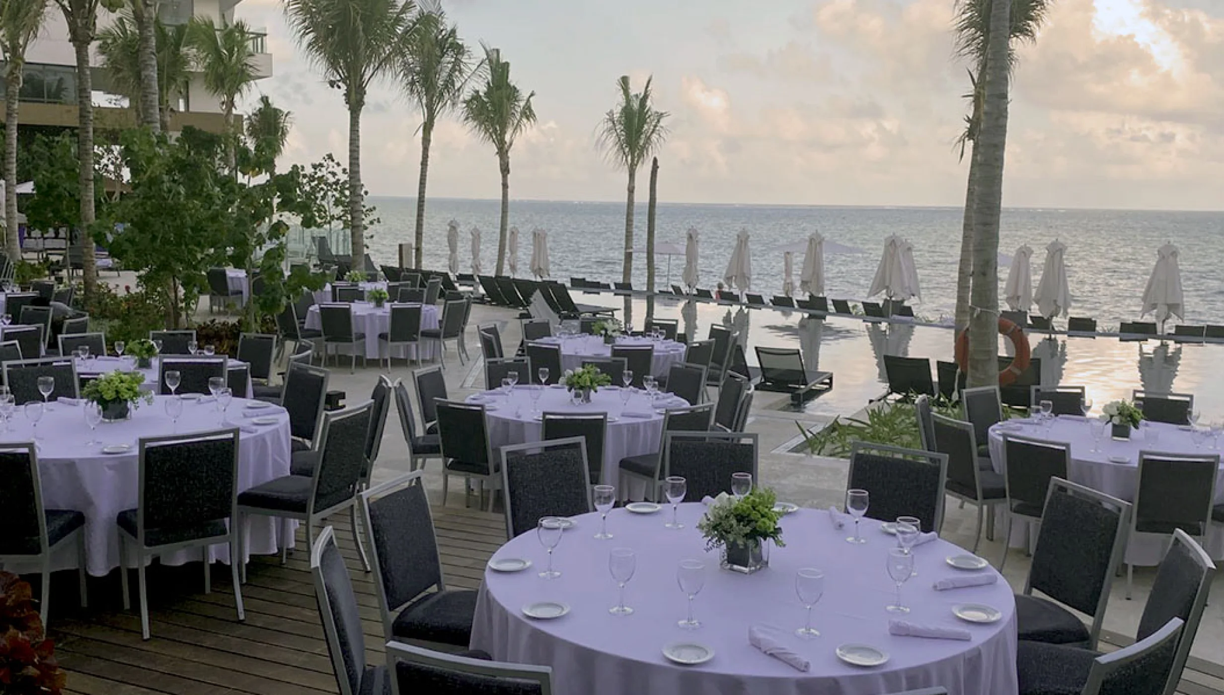 Reception decor on the South Pool area at Hilton Cancun