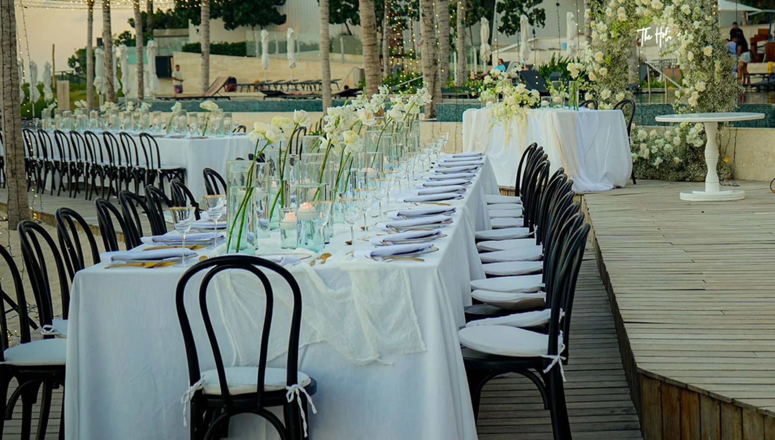Reception decor on the South Pool area at Hilton Cancun