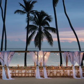 beach area venue with reception setup at Dreams La Romana Resort & Spa