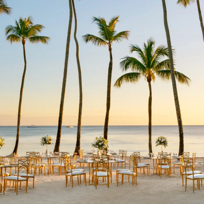beach area venue with reception setup at Dreams La Romana Resort & Spa