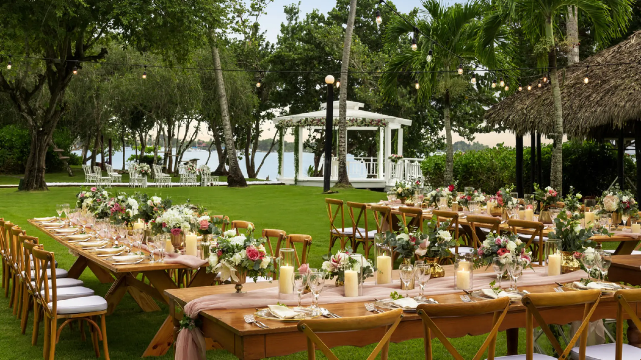 Garden gazebo wedding reception at Hilton La Romana, La Romana
