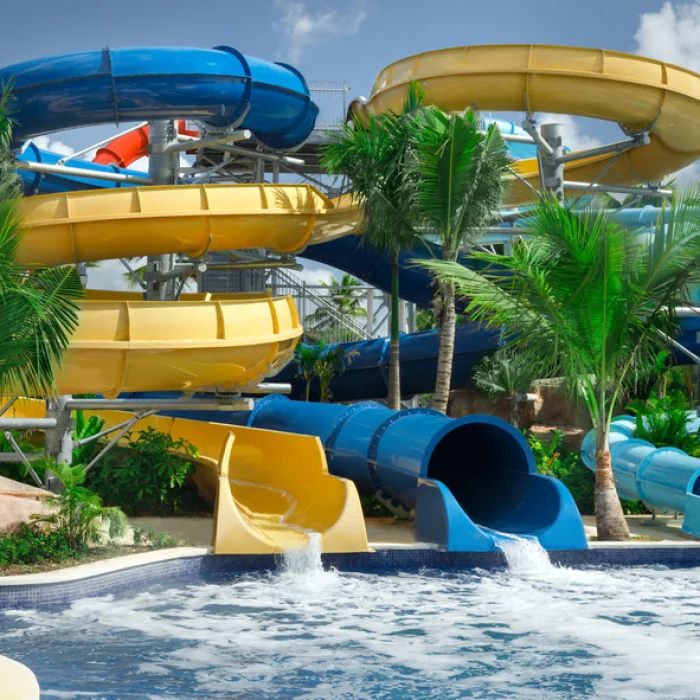 slides at the waterpark at Dreams La Romana
