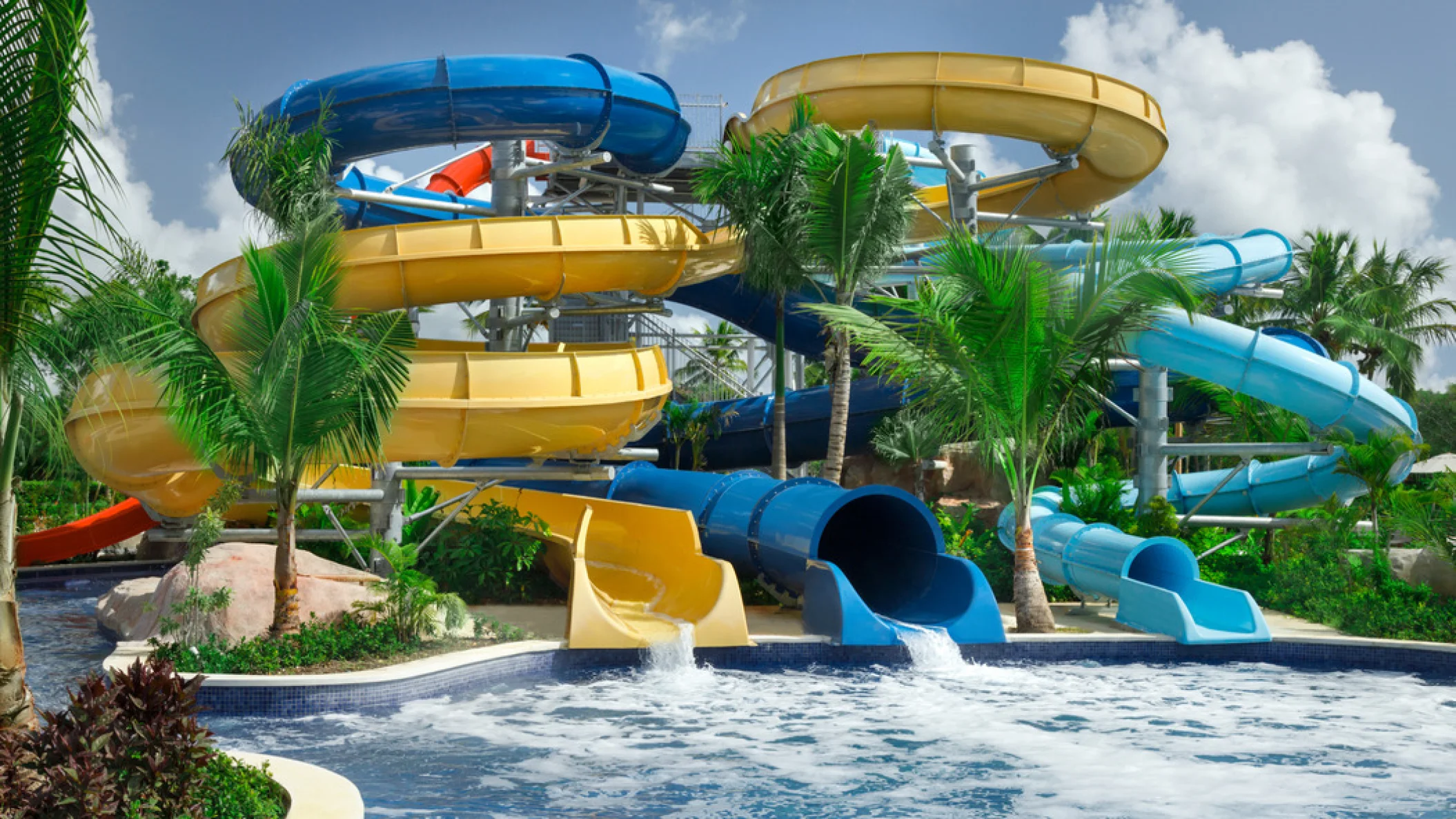 slides at the waterpark at Dreams La Romana