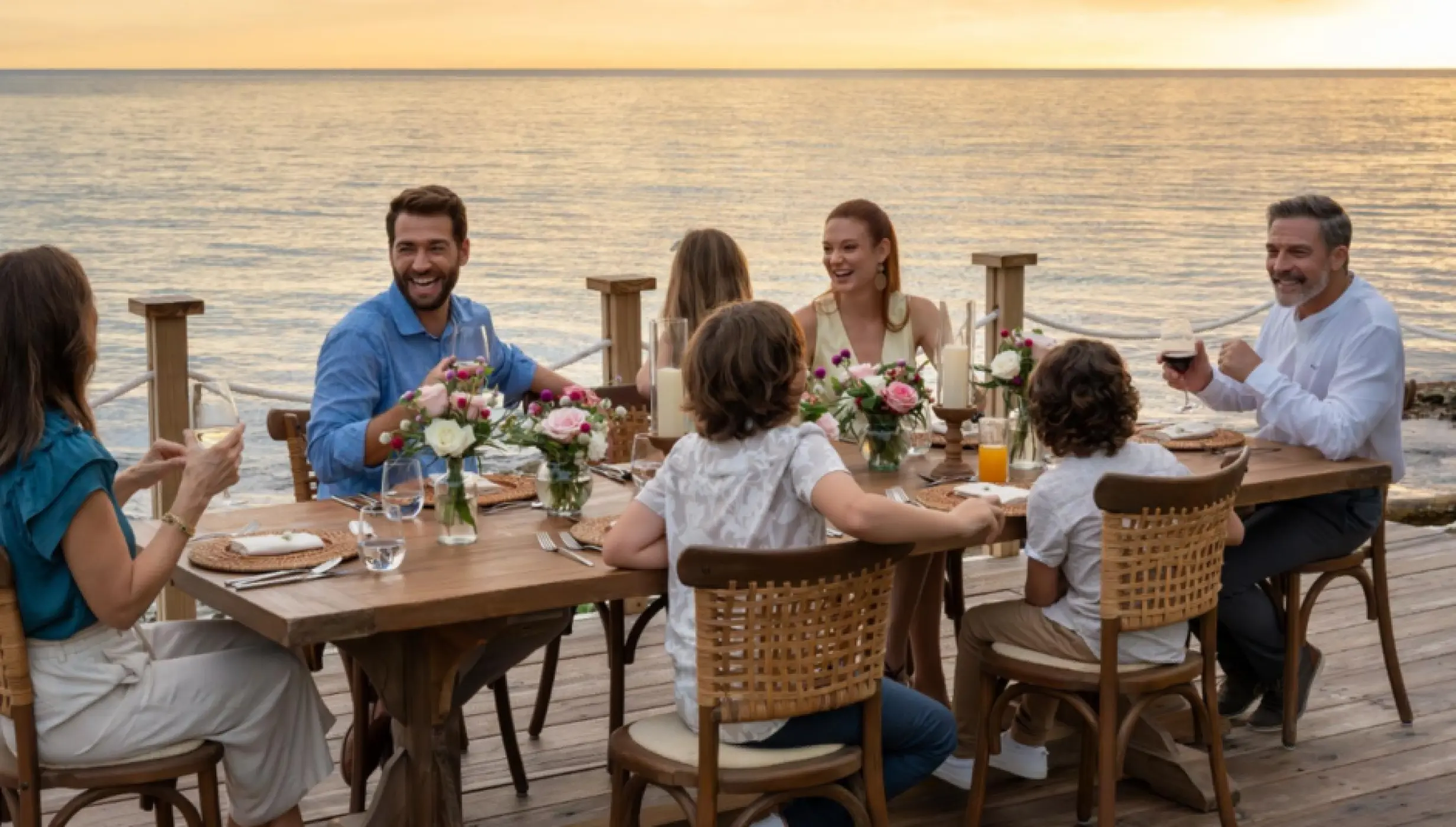 wedding party at the seaside deck venue at Dreams and Secrets La Romana