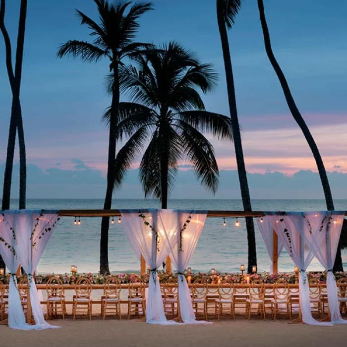 Dinner reception on beach at Secrets La Romana Resort & Spa
