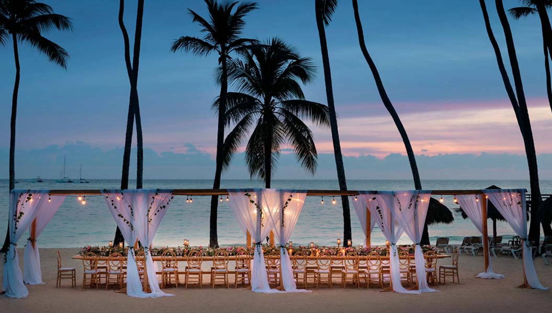 Dinner reception on beach at Secrets La Romana Resort & Spa