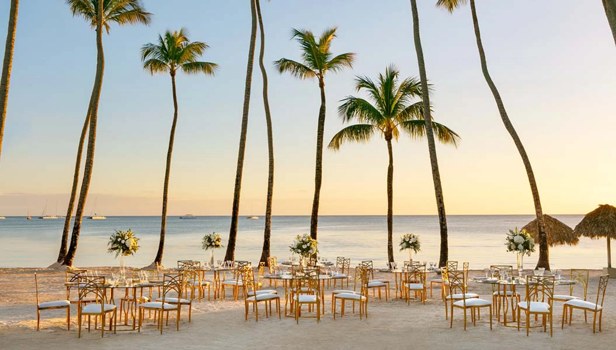 beach reception setup at Secrets La Romana
