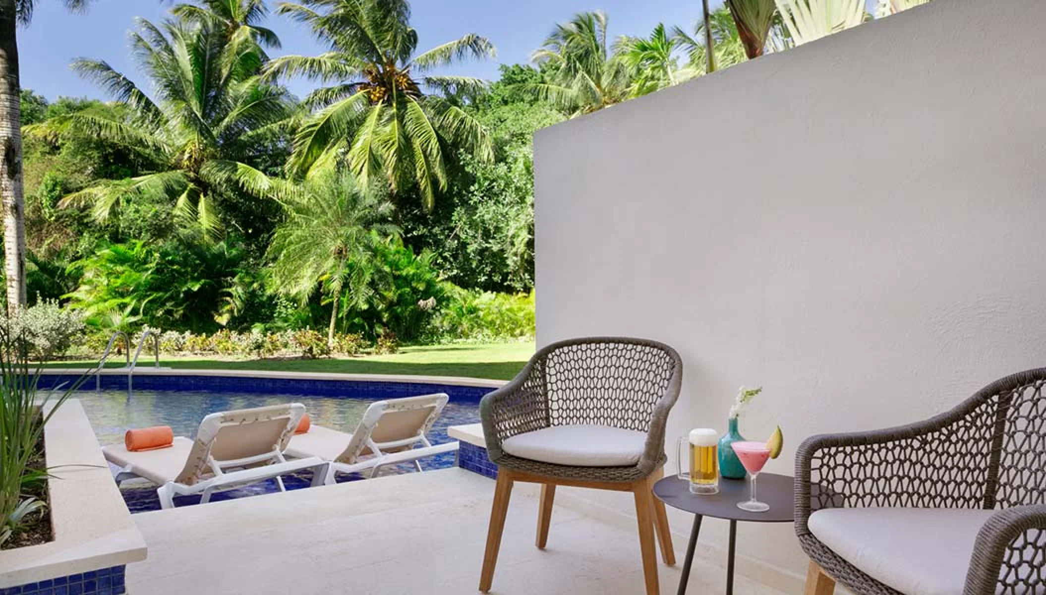 Balcony of swim out suite at Secrets La Romana
