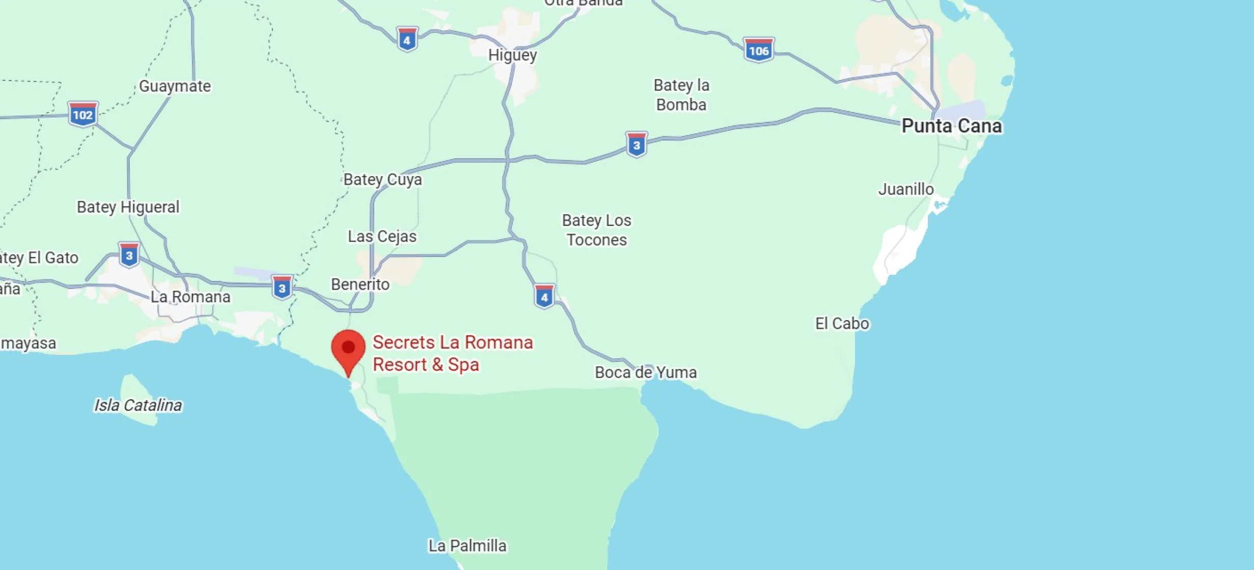 map showing location of secrets la romana in the dominican republic